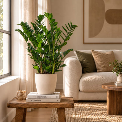Zamioculcas Zamiifolia met Potter wit - 80cm - Ø21