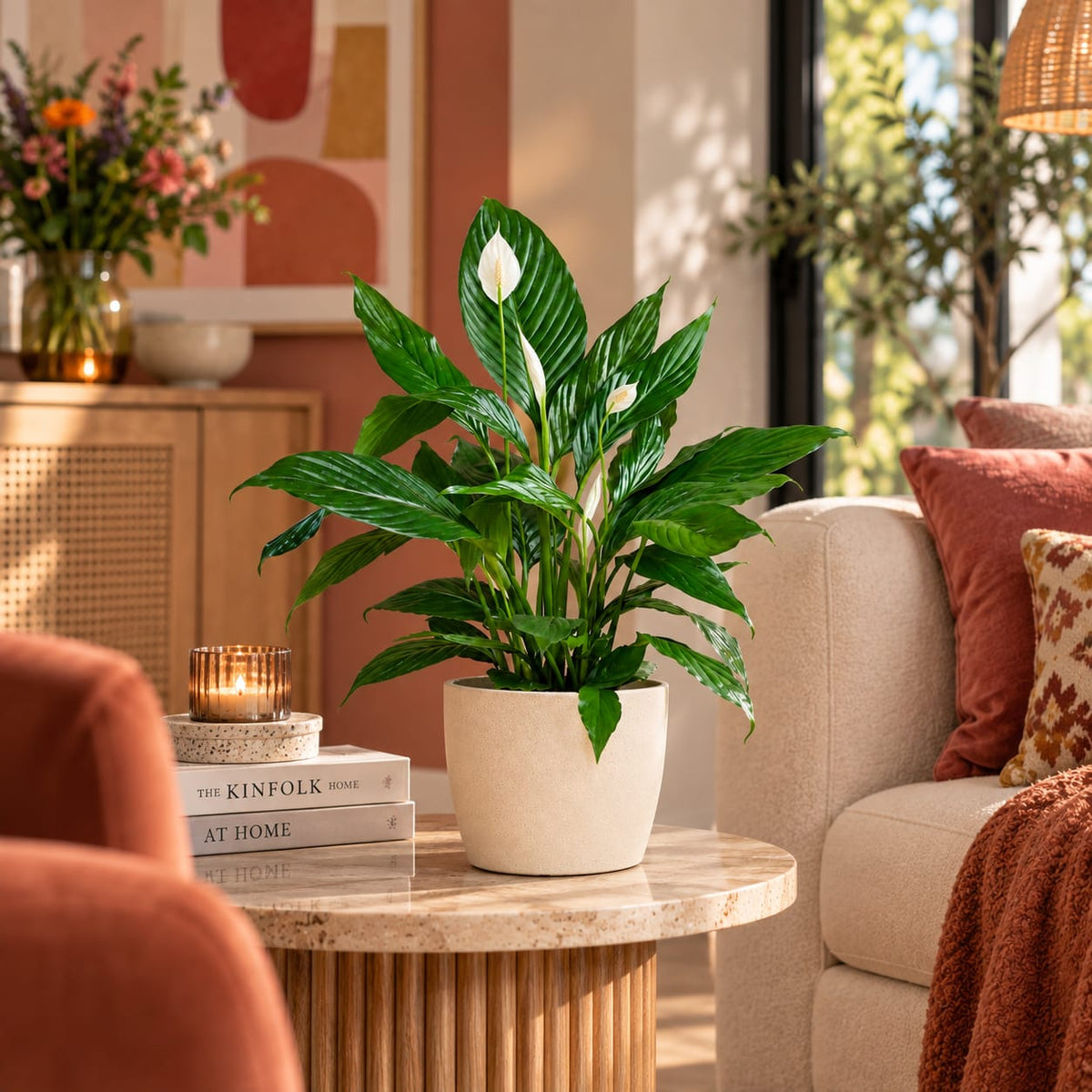 Calathea Orbifolia met Zeegras Mand – 65 cm – Ø21
